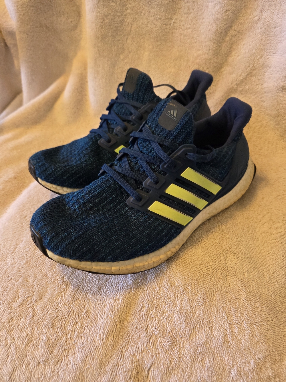 adidas Men Dark Turquoise Blue Sneakers with Yellow Accents - Picture 3 of 4